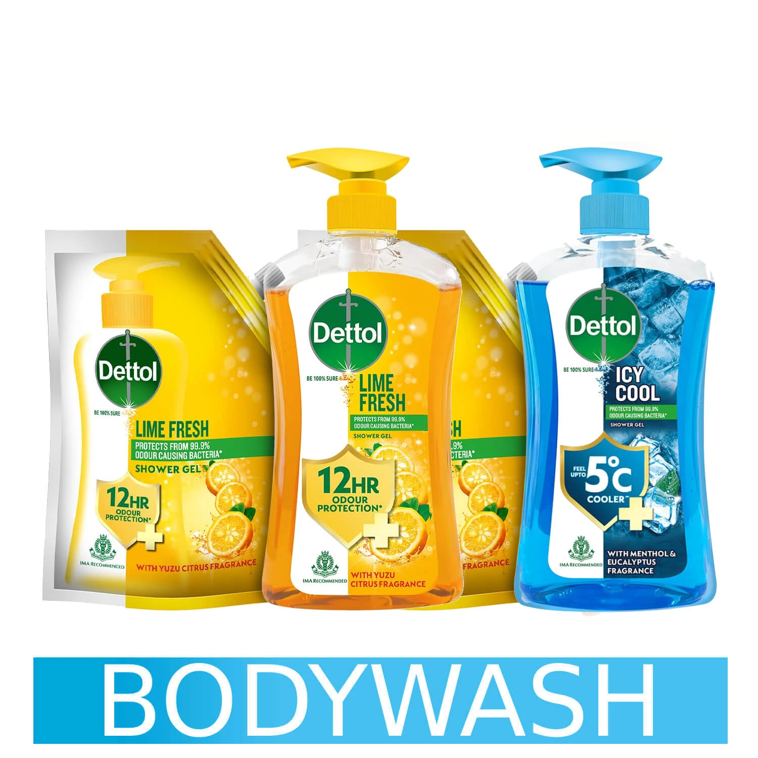 Dettol Cool Body Wash & Shower Gel for Men & Women – 950ml Combo (500ml Pump + 450ml Refill)